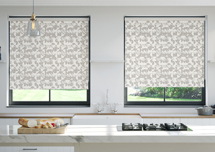 Circular Relief Print, Pebble Grey - Twist&Fit Roller Blind - Image 3